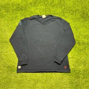 Ariat Work FR Flame Resistant Long Sleeve Crewneck Shirt Men’s Size XL Navy Blue